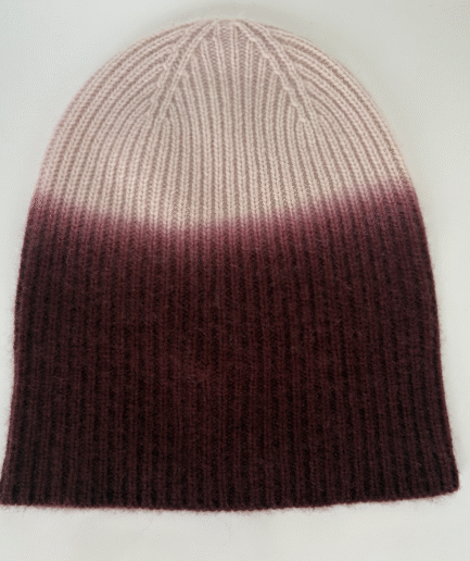 Mütze mit Farbverlauf 100% Kaschmir Rose - Bordeaux