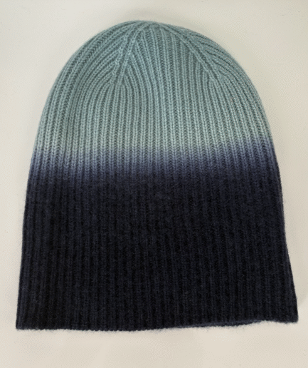 Mütze mit Farbverlauf 100% Kaschmir Türkis Dunkelblau