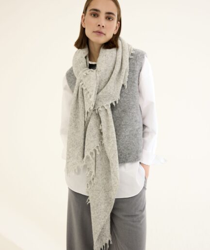 softes Wollmixtuch in grau meliert